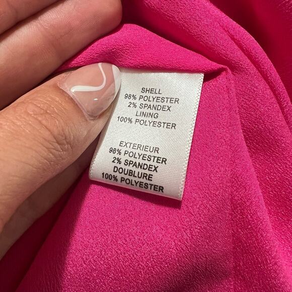 Milly Nicolette Womens Hot Pink Halter Ruched Satin Midi Dress Chic NEW 10 - Picture 7 of 7